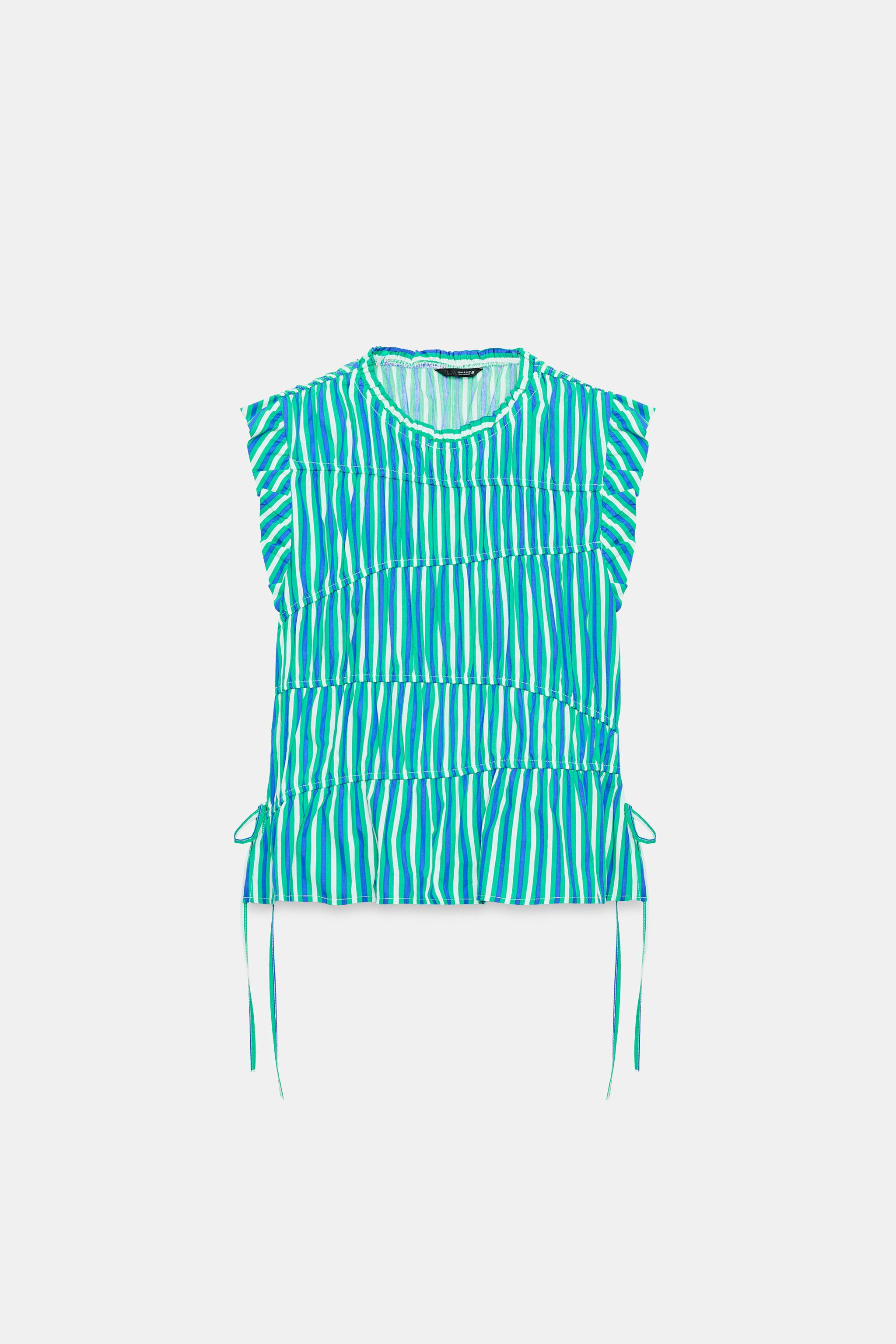 STRIPED RUFFLE TOP